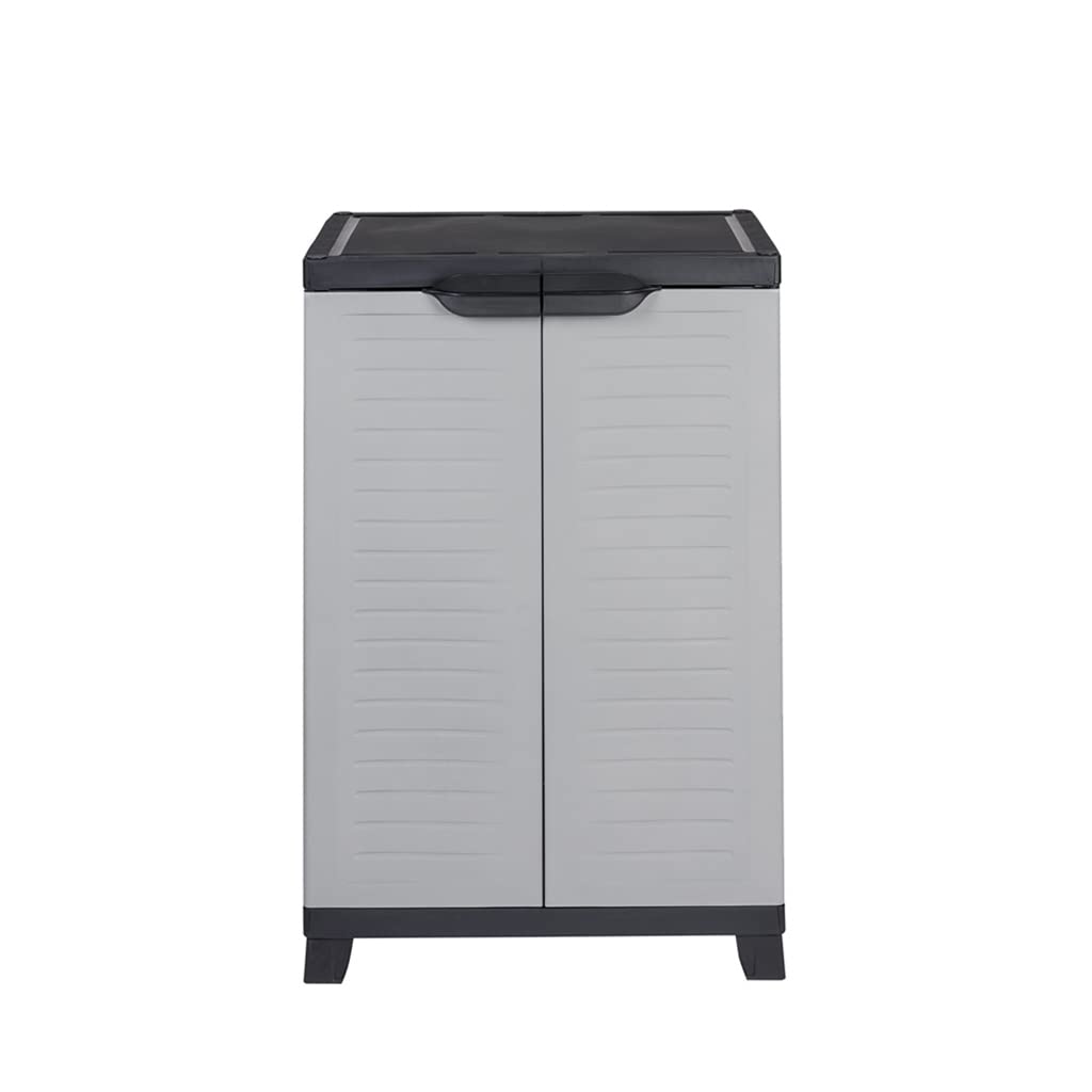 Kreher Hochwertiger Kunststoffschrank der Elite Serie mit 2 verstellbaren Einlegeböden und je 20kg Tragkraft - mittlere Version