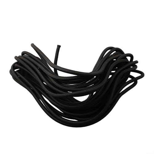 6mm Heavy Duty Elastic Bungee Cord, 10m Shock Rope for, Surfboard, Boats & Trailers – Polyester + Latex Silk Tie-Down Cord, Black