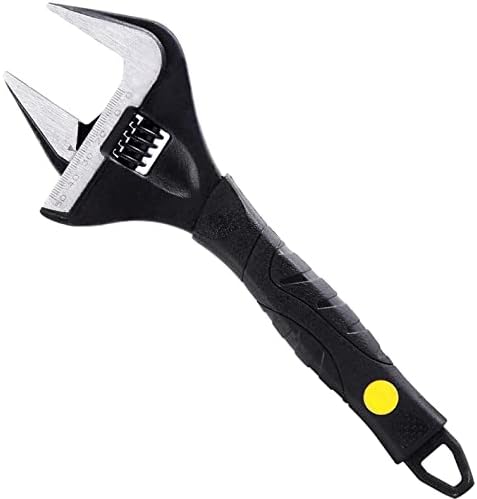 Sharp-tec Adjustable Wrench, Deep Jaw Wide Opening, Heat-Treated Chrome Vanadium Steel Black Oxide Finish, Heavy-Duty Plumbing Spanner Set, 10 inches/250mm