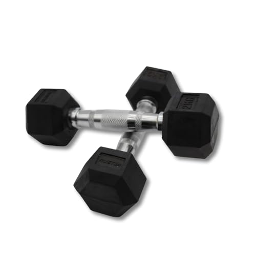 RUSTER Mancuernas Hexagonales 2kg. Set de 2. Goma Resistente, Agarre Seguro