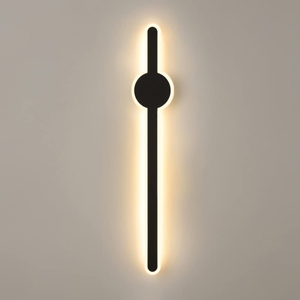 HYJAUSXB LED Long Wall Lamp Indoor Modern Black Vanity Light丨Frosted White Acrylic Up and Down Lighting Fixture丨Bedside Bedroom Aisle Lights丨Wall Sconces for Stair,Pathway,Hallway,Living (6000k 60CM)