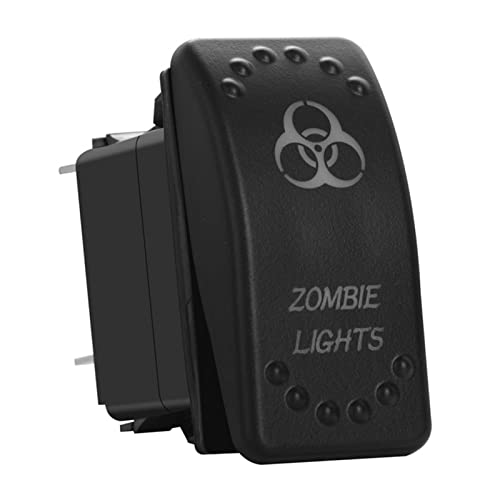Image of Green Backlit Rocker Switch 5 Pin ON-Off Laser Etched Button Switch with Wires for Car Marine Boat UTV 20A /12V 10A /24V (Zombie Lights)