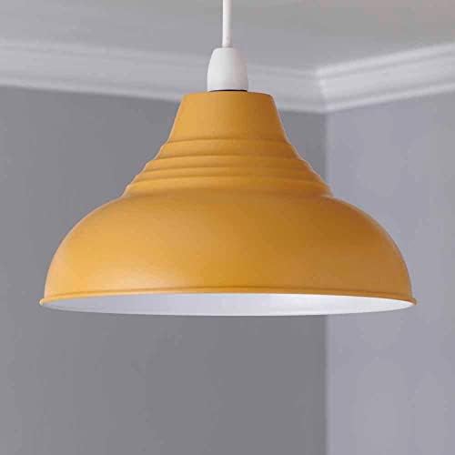 wilko Mustard Metallic Vintage Pendant Shade, Elegant Pendant Shade, Steel Contemporary Pendant Shades, H17 x D30cm