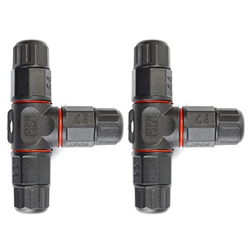 2 Piezas Conector Impermeable IP68, T Forma Caja de Conexión Impermeable IP68 3 Vías Empalme a...