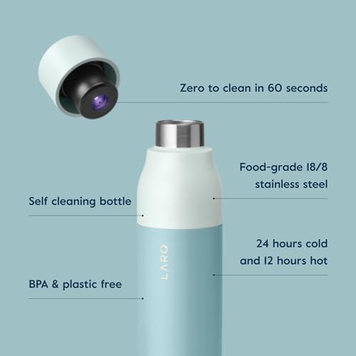 LARQ Bottle PureVis 17 oz - Self-Cleaning and Insulated Stainless Steel Water Bottle with UV Water Purifier and Award-winning Design | Reusable & Travel Friendly, Seaside Mint - Image 4