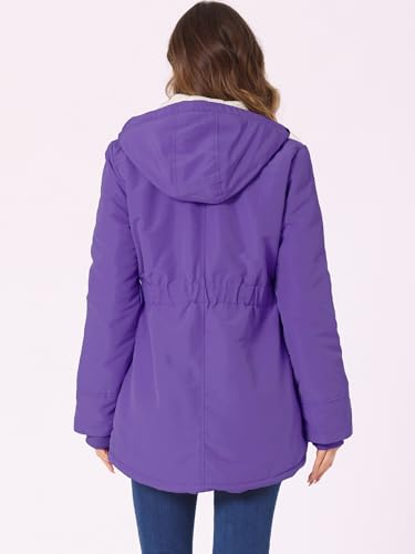 Allegra K Women's Parka Coat Tie Waist Pockets Faux Fur Hooded Jackets4