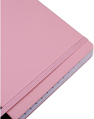 A5 Index Notebook Hardback Leatherette Cover 8mm Ruled Margin A-Z Tabs 264 Pages 100 GSM White Paper - Blush Pink Cover