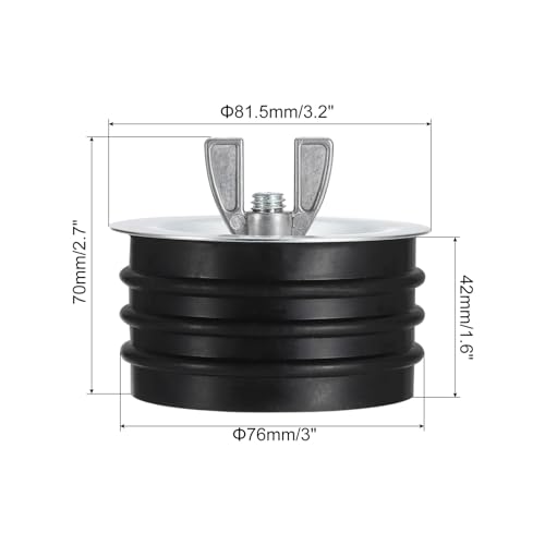 Image of Patikil 3 Inch Sewer Cleanout Cap, Steel Mechanical Test Plug Expansion Pipe Cover, Durable Fit for Most Pipes Sink Pools, Black