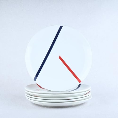Image of BLACKCARROT Ceramic Dinner Plates Set of 6 | Spanish White Design