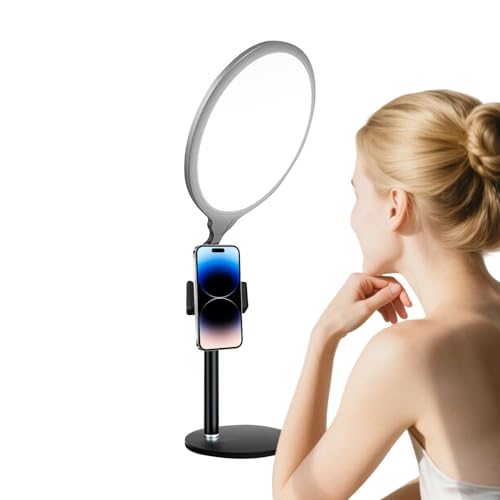 Pantalla completa regulable en aro de luz para escritorio que elimina sombras en selfies