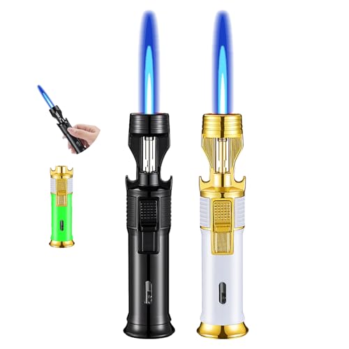 Encendedor soplete de butano recargable x2 negro y dorado miniatura 1