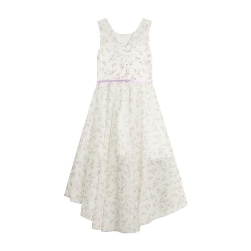 Beautees Girls Sleeveless Floral Mesh High Low Party Dress2