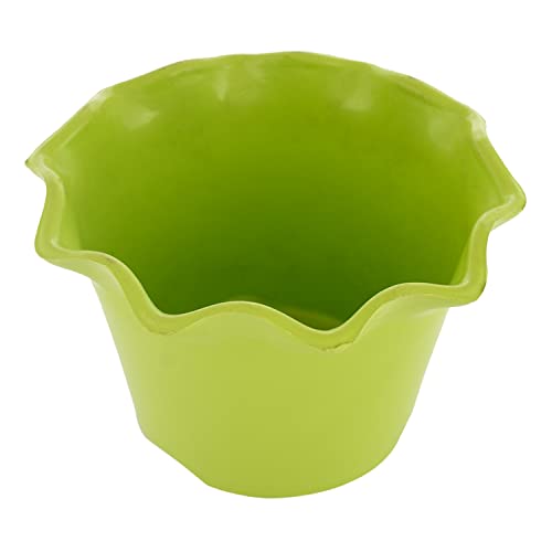 Image of Kuber Industries Blossom Flower Pot|Durable Plastic Flower Pot|Gamla with Drain Holes for Home D cor|Balcony|Garden|8 Inch (Green)
