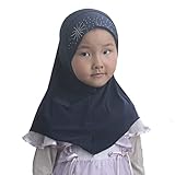 Cogongrass Girls Kids Muslim Hijab Islamic Scarf Shawls Simple Style about 45cm for 2 to 6 years old Girls (Navy Blue)