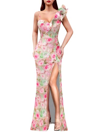 Image of VFSHOW Womens Ruffle One Shoulder Formal Prom Gala Maxi Dress Evening Gown