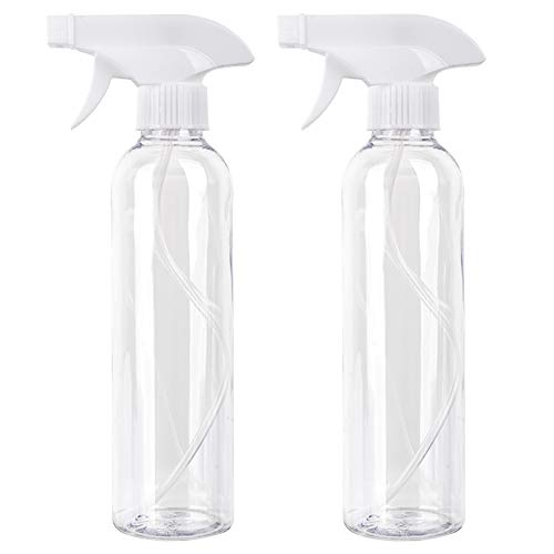 Plastic Spray Bottle 16.9 oz Empty Spray Bottles Clear Refillable Container for Water, Essential Oils, Hair, Cleaning Products, Adjustable Head Sprayer and Stream (2 Pack)