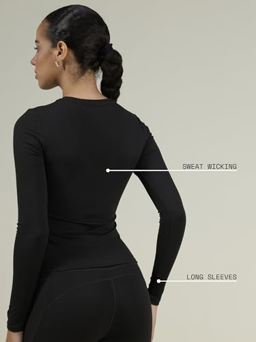 Image of CAVA Sculpt Crew Top for Women | Snug Sculpted Fit, Long Sleeves, Classic Crew Neck, Minimal Branding, Everyday Activewear Tee