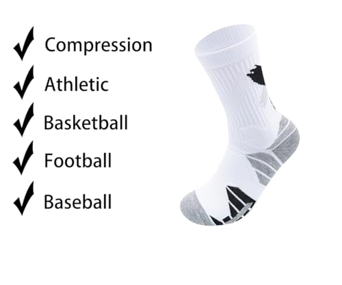 Image of 4 Pack Compression Athletic Basketball Socks Cushion Thick Mens Boys Workout Golf Hiking Running Cycling Socks
