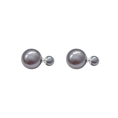 Black Pearl Earrings for Women 2024 Trendy Groovy Earrings Three Wearing Purpose Lightweight Earring(H-10029-A1399GR-mm)