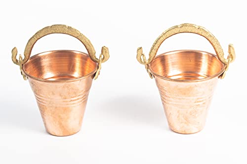Mini Copper Buckets - Bucket With Handle For Buffet Party Supplies - Flower Vases - Table Decoration - Mini Plant Containers, Votive Candles - Trinkets , 2-Pack #TOP3