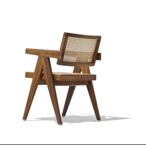 Image of Furniture Solid Sheesham Wood Arm Chair with Cushion and Cane Back Support Chair Living Room Bedroom Home Wooden Armchair Furniture Garden Balcony Outdoor & Indoor Set (walniut with Cane)