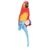 Tnfeeon Decoración, Estatuas para Esculturas de Pájaros Realistas Externos de Jardín Patio Patio Figuras de Césped para la Pared de los árboles de Animales Tropicales (Loro de macaz Rojo Izquierdo)