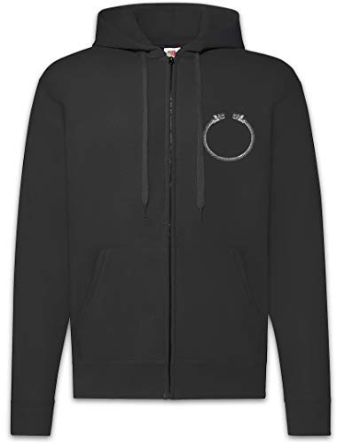 Sweat à capuche Viking pour homme avec motif de bracelet imprimé et fermeture éclair noire