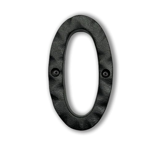 Image of NACH JS-RN4-0 Rustic Cast Iron House Numbers, 4 Inch, Black