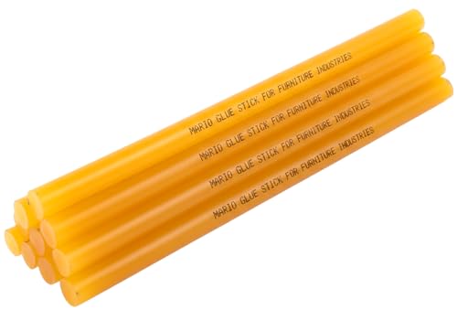Image of Mario Furniture Grade Yellow Hot Melt Glue Stick 220mm x 11mm Pack of 10| Super Strong Bonding | Heavy Duty Professional Glue for Furniture, Woodwork & Repairs | Premium Range