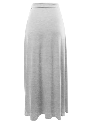 A2Y Women's Basic Foldable High Waist Floor Length Maxi Skirts3