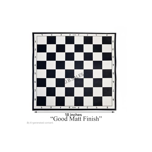 Image of 18 x 18 inches professional tournament Black and White chess board set (Fide-Standards) with Chessmen - 34 pieces and Chess bag, with 2 extra queens