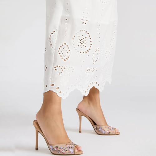 Yishaweiqi Women's Mesh Heeled Sandals Peep Toe Mules Slip on Stiletto High Heels Dress Sexy Slide Sandals2