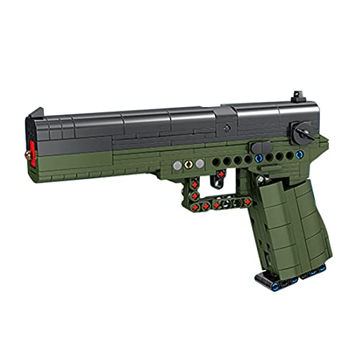 Technik Pistole Bausteine Modell, MOC Blaster Gun Waffen Bausatz, Gewehre mit Schussfunktion, Kompatibel mit Lego Glock (333 Teile) Cover