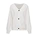 Asskdan Women's V Neckline Button Down Knitwear Lantern Sleeve Basic Knit Cardigan Sweater Tops (as1, Alpha, s, Regular, Regular, White)
