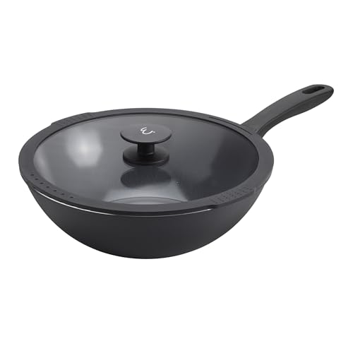 Image of HENCKELS x EMERIL Lagasse Nola 11-Inch Nonstick Wok with Lid, PFAS-Free Aluminum Wok Pan, Made in Italy, Scratch-Resistant Ceramic Nonstick Cookware, Oven Safe