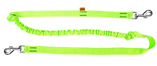Dingo Guinzaglio Canicross con Ammortizzatore, 2 Ganci, Leggero, Assorbimento della trazione, guinzaglio agganciabile per Corsa, Sport, Jogging, Poliammide, Fatto a Mano, Verde (14698-2)