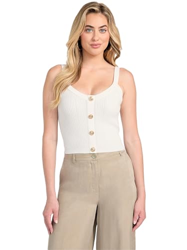 GUESS Women's Sleeveless Emmie Tank Top Sweater, Cream White