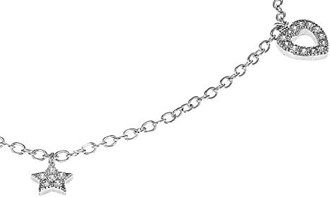 Tuscany Silver Women's Sterling Silver Rhodium Plated Pave Set Cubic Zirconia 3 Charm Bracelet of 15.25cm/6" - Image 3