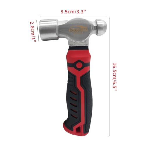 HOUSERAN Kugelhammer, 376g, Mini Hammer,Schlosserhammer, Ingenieurhammer, Kleiner Hammer für Metallbearbeitung, Bastelarbeiten