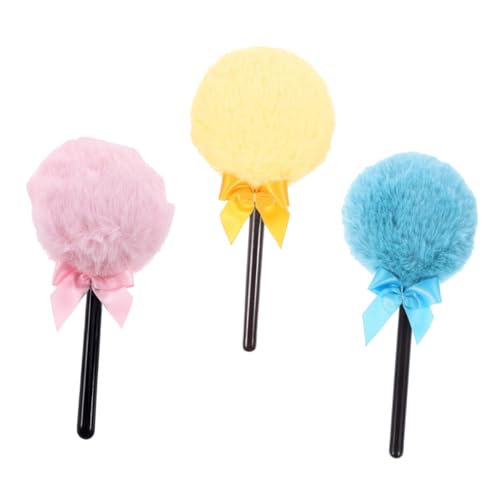 PartyKindom 3pcs Lollipop Handle Powder Puff Soft Velour Makeup Applicators for Loose Powder and Blush Lightweight and Portable Cosmetic Tools for Even Application and Natural Finish