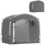 Tenda per biciclette Outsunny per 3-4 biciclette, tenda impermeabile con rivestimento argentato, porta con cerniera, UPF 50+, garage portatile per biciclette da giardino, 220 x 150 x 195 cm, grigio