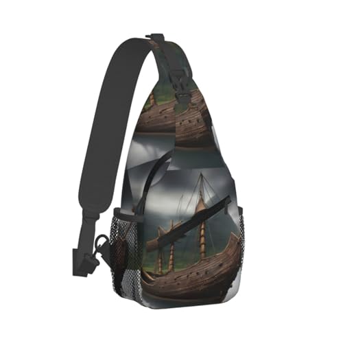 Mochila de bandolera para senderismo con estampado barco vikingo miniatura 2