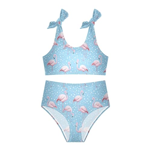 Wusikd Flamingo Cute Girls Swimsuits Two Piece Cartoon Blue Swimwear Bikini Set for for Girls Size 3T3