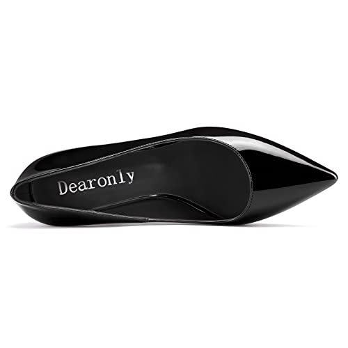 DearOnly Women Chunky Block High Heel Pointed Toe Pumps Slip-on Wedding Dress Basic Classic 3.9 Inches Heels4