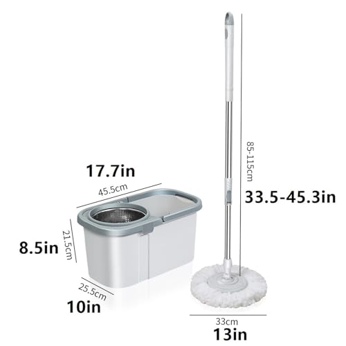 PBENO Bodenwischer Extra Dicker Haushaltsmopp, drehbar, trockenes und nasses Wischtuch, Nicht von Hand waschbar, mit Eimer und Rad, Bodenwischer-Set – Bild 3