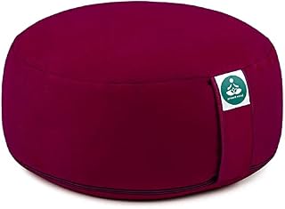 Present Mind Round Zafu Yoga Cushion (Height 16 cm) - Different Colour - High Yoga Cushions/Meditation Cushion - Made in the EU - Washable Cover - 100% Natural Floor Seat Cushion - Meditation Gifts