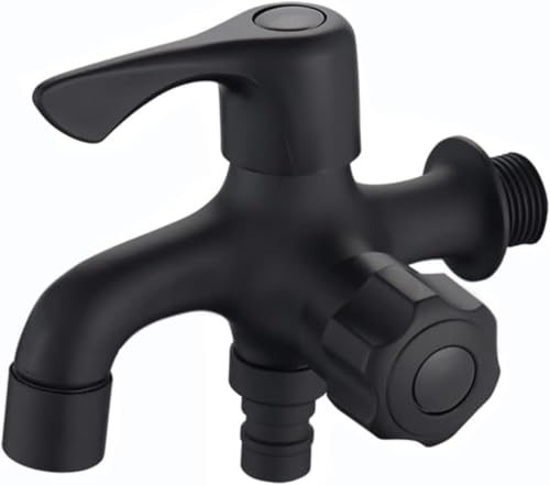 AOBOPO 洗濯機用水栓・万能水栓 洗濯機用ダブルマウスユニバーサル家庭用ダブルマウス蛇口ダブルマウス蛇口屋外用ブラック