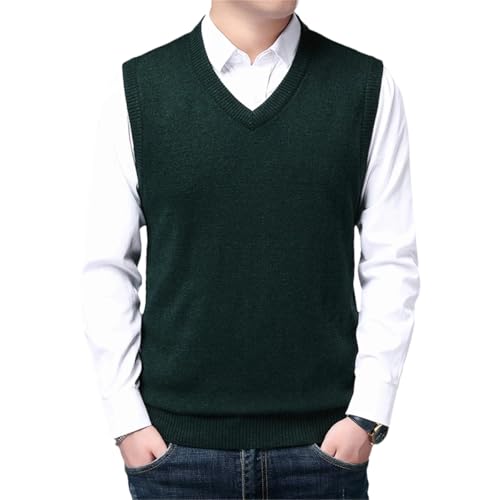 Dcvmvmn Men V-Neck Vest Solid Color Vest All-Match Casual Business Work Woolen Knit Vest