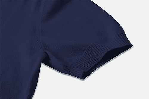 Image of SANGTREE Women's Short Sleeve Sweaters V Neck Casual Knit Pullover Tops | Perfect as a lightweight sweater for spring /summer or as a layering piece. Ideal for office, daily, holiday, home etc