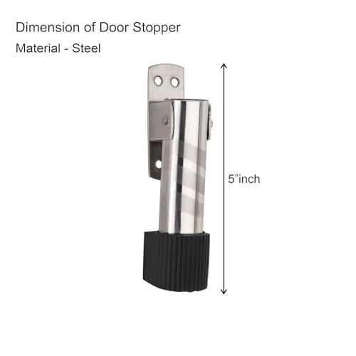 Image of COMPASS Paan Stainless Steel Heavy Single Door Fitting Accessories Full Set /Kit (1 Aldrop, 1 Latch, 2 Handles, 1 Tower Bolt and 1 Door Stopper | 10 inch | SS Finish
